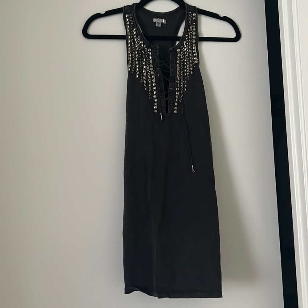 Ecote tank dress lace-up metal beaded dress